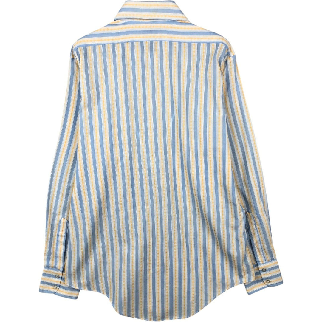 Striped Pattern Long-Sleeve Striped Shirt, Men's Size M (approx.) polyester Blue type light blue Vintage Second Hand