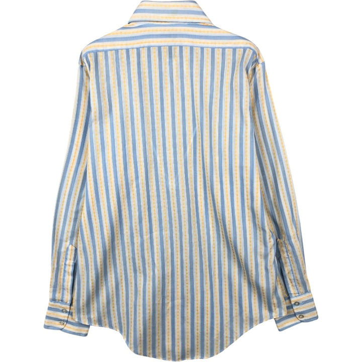 Striped Pattern Long-Sleeve Striped Shirt, Men's Size M (approx.) polyester Blue type light blue Vintage Second Hand