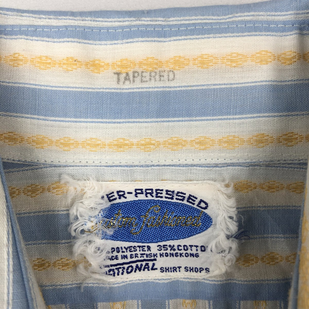 Striped Pattern Long-Sleeve Striped Shirt, Men's Size M (approx.) polyester Blue type light blue Vintage Second Hand