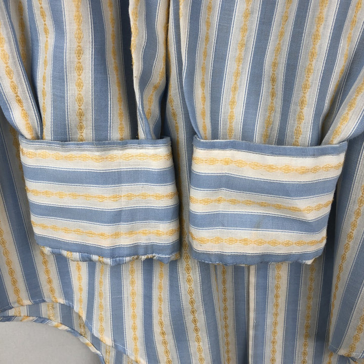 Striped Pattern Long-Sleeve Striped Shirt, Men's Size M (approx.) polyester Blue type light blue Vintage Second Hand