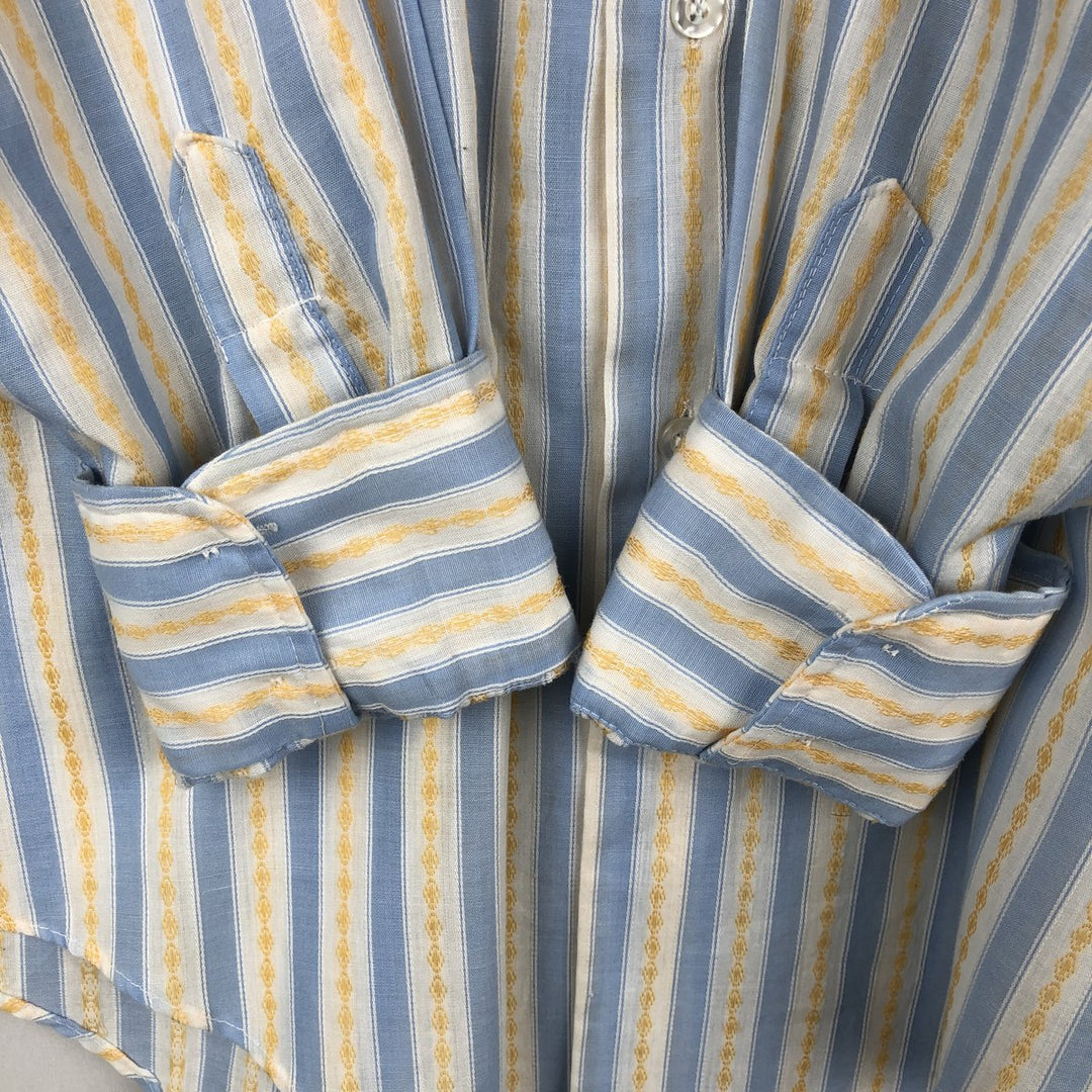 Striped Pattern Long-Sleeve Striped Shirt, Men's Size M (approx.) polyester Blue type light blue Vintage Second Hand