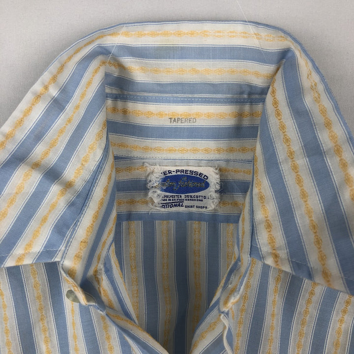 Striped Pattern Long-Sleeve Striped Shirt, Men's Size M (approx.) polyester Blue type light blue Vintage Second Hand