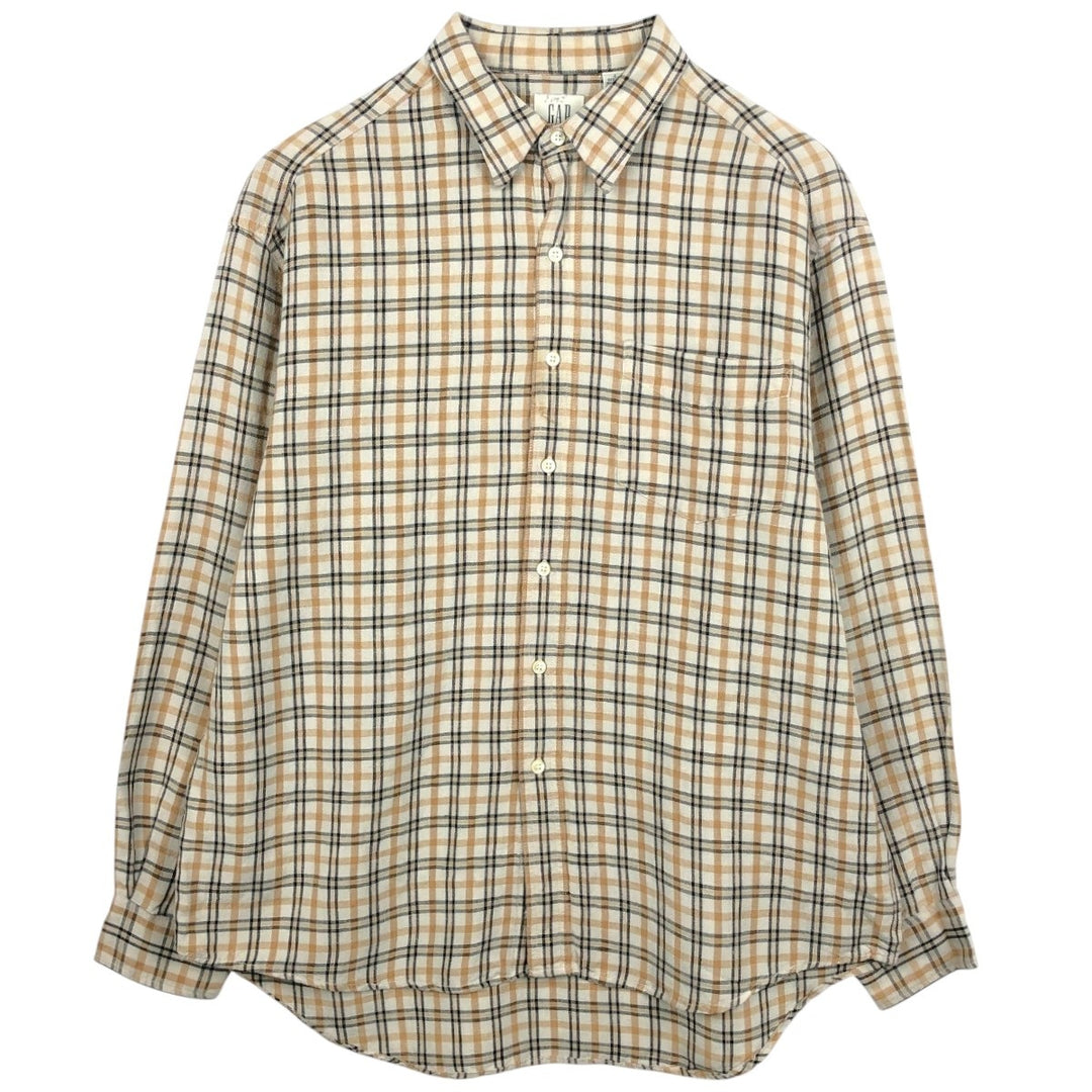 90'S GAP Old Gap Check Pattern Long-Sleeve Linen Shirt Men's Size L (Equivalent) Vintage linen orange type Vintage Second Hand