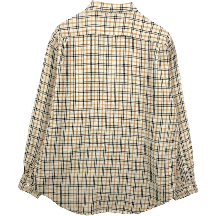 90'S GAP Old Gap Check Pattern Long-Sleeve Linen Shirt Men's Size L (Equivalent) Vintage linen orange type Vintage Second Hand