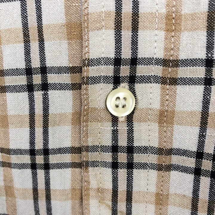 90'S GAP Old Gap Check Pattern Long-Sleeve Linen Shirt Men's Size L (Equivalent) Vintage linen orange type Vintage Second Hand