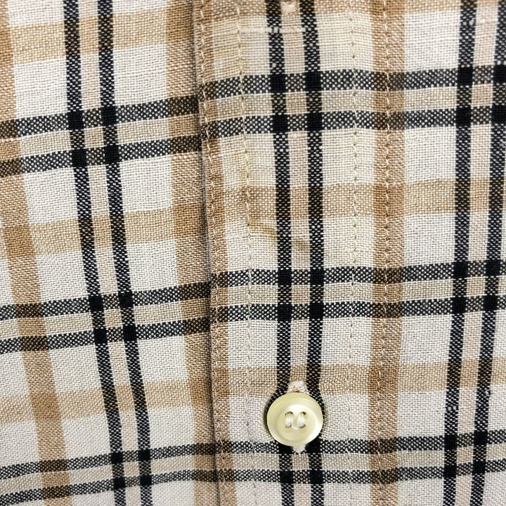 90'S GAP Old Gap Check Pattern Long-Sleeve Linen Shirt Men's Size L (Equivalent) Vintage linen orange type Vintage Second Hand