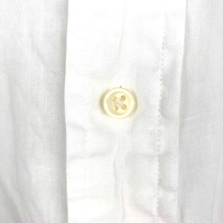 Ralph Lauren POLO by Ralph Lauren CUSTOM FIT Long-Sleeve Linen Button-Down Shirt, Men's Size L (approx.) linen white type Vintage Second Hand