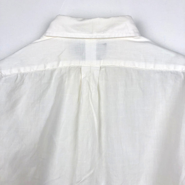Ralph Lauren POLO by Ralph Lauren CUSTOM FIT Long-Sleeve Linen Button-Down Shirt, Men's Size L (approx.) linen white type Vintage Second Hand