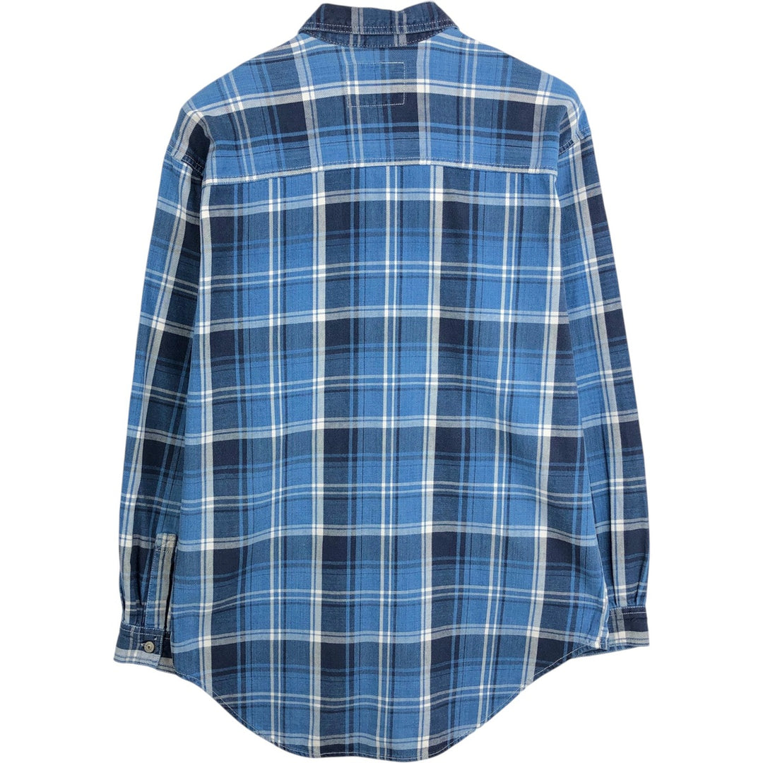Levi's Authentic Jeanswear Check Pattern Long-Sleeve Denim Shirt, Men's Size M (approx.) cotton blue type Vintage Second Hand