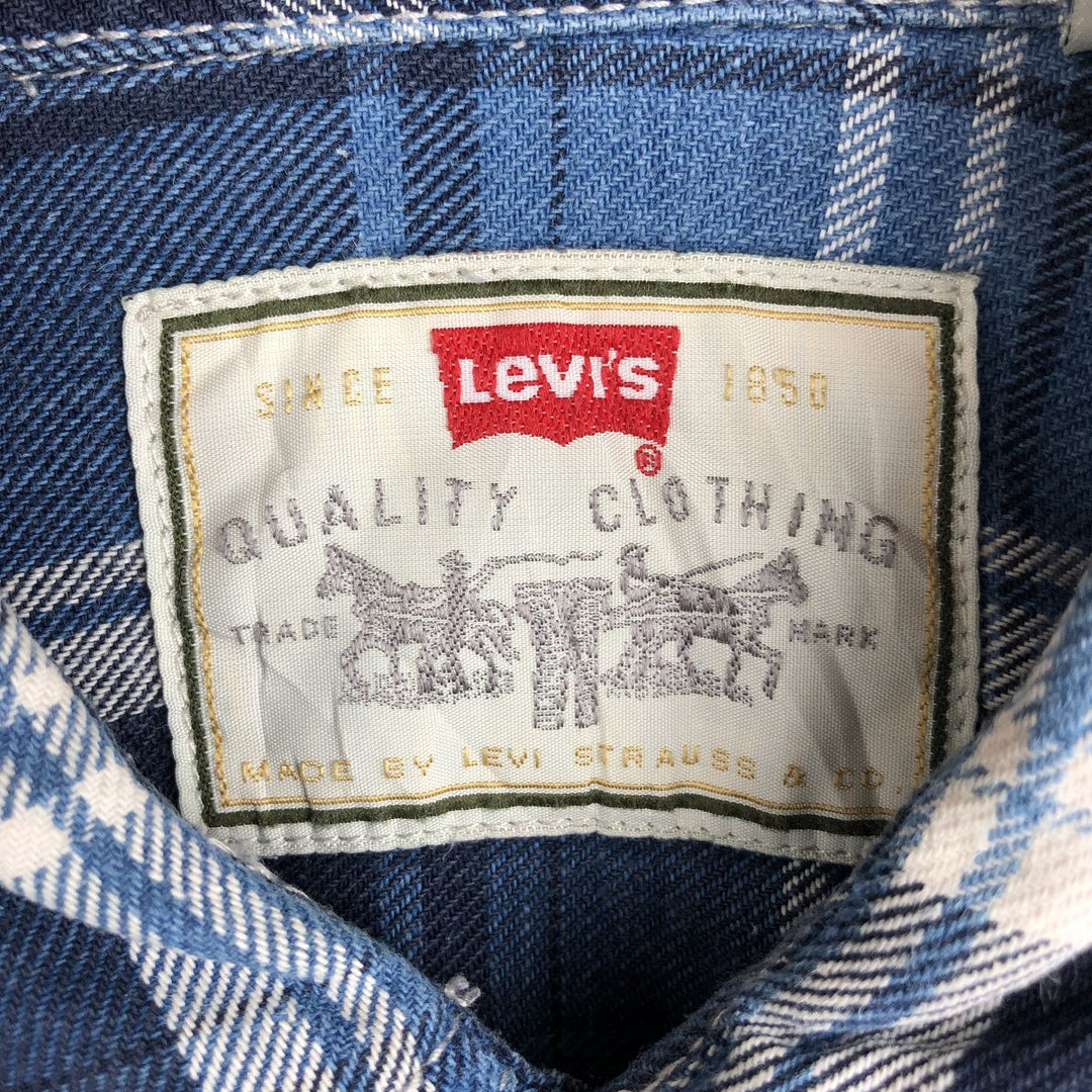Levi's Authentic Jeanswear Check Pattern Long-Sleeve Denim Shirt, Men's Size M (approx.) cotton blue type Vintage Second Hand