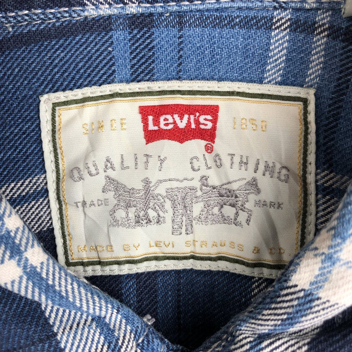 Levi's Authentic Jeanswear Check Pattern Long-Sleeve Denim Shirt, Men's Size M (approx.) cotton blue type Vintage Second Hand