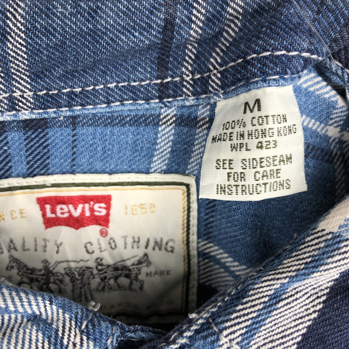Levi's Authentic Jeanswear Check Pattern Long-Sleeve Denim Shirt, Men's Size M (approx.) cotton blue type Vintage Second Hand