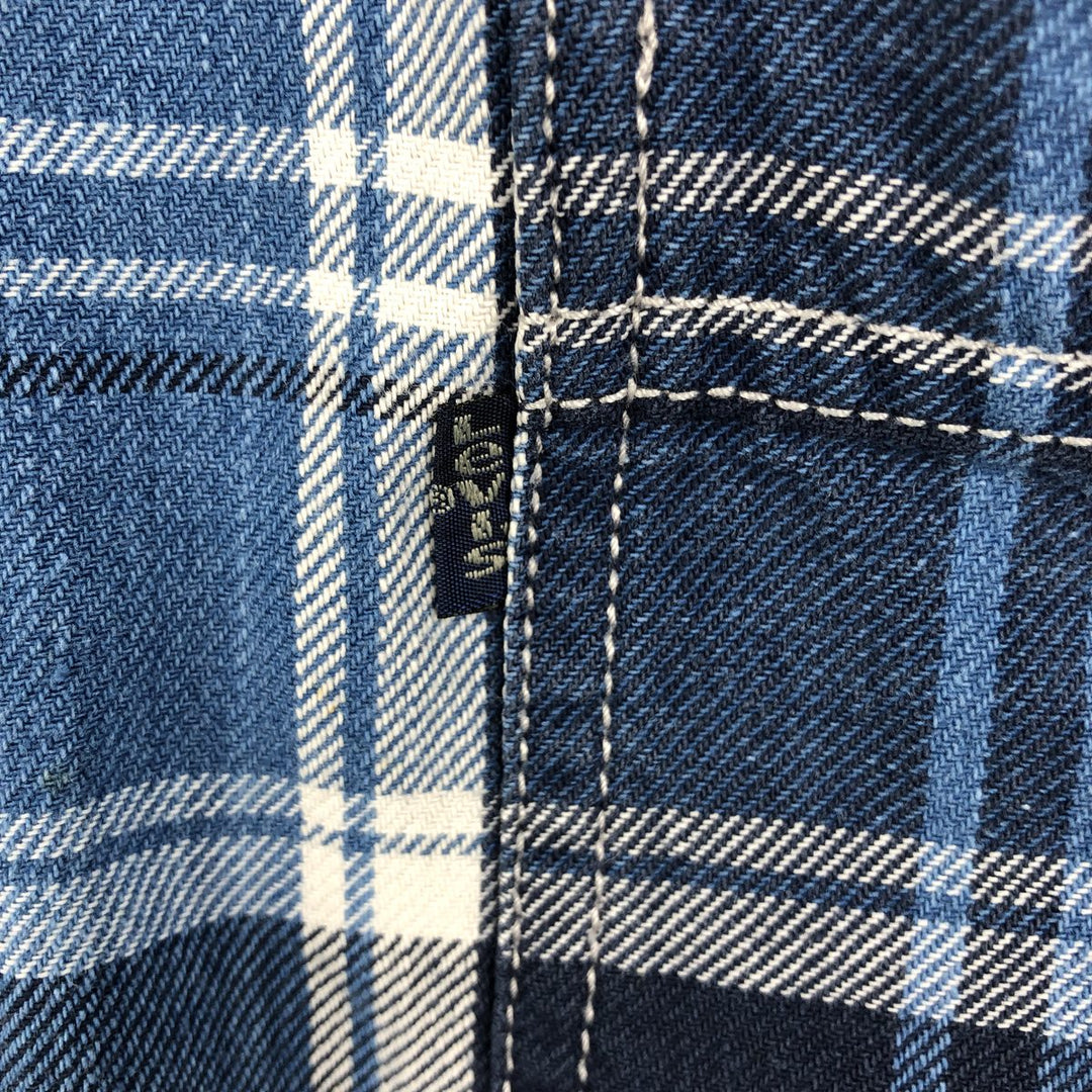 Levi's Authentic Jeanswear Check Pattern Long-Sleeve Denim Shirt, Men's Size M (approx.) cotton blue type Vintage Second Hand
