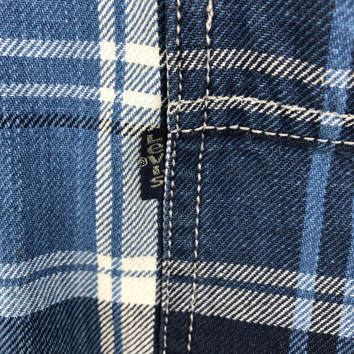 Levi's Authentic Jeanswear Check Pattern Long-Sleeve Denim Shirt, Men's Size M (approx.) cotton blue type Vintage Second Hand