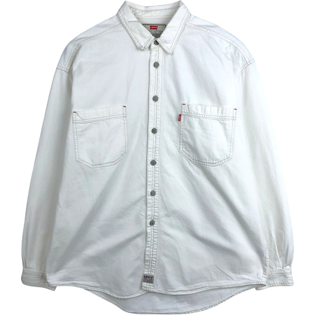 90s-00'S Levi's RED TAB Long-Sleeve White Denim Shirt, Men's Size XL (approx.) cotton white type Vintage Second Hand