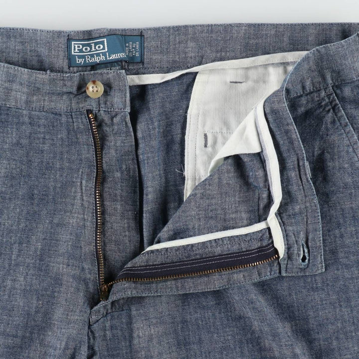 Ralph Lauren POLO by Ralph Lauren PROSPECT SHORT Chambray Cotton Shorts (Men's size W39 equivalent) cotton blue type Vintage Second Hand