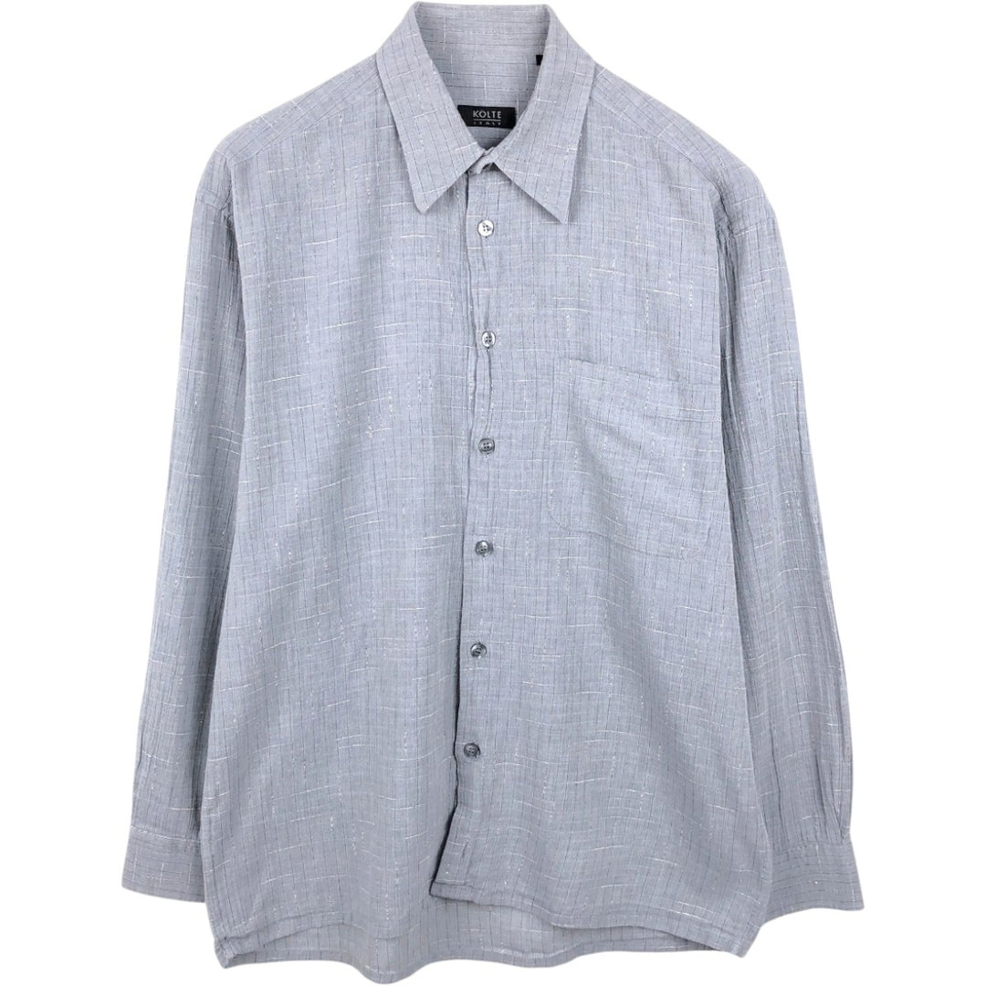 KOLTE Check Pattern Long-Sleeve Cotton Check Shirt, Made in Italy, Men's Size M (approx.) cotton gray type Vintage Second Hand