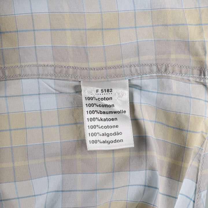 Lacoste (LACOSTE) French design long-sleeved button-down check shirt, size 40 (equivalent to men's M). cotton Beige type Vintage Second Hand