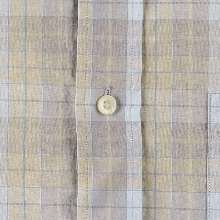 Lacoste (LACOSTE) French design long-sleeved button-down check shirt, size 40 (equivalent to men's M). cotton Beige type Vintage Second Hand