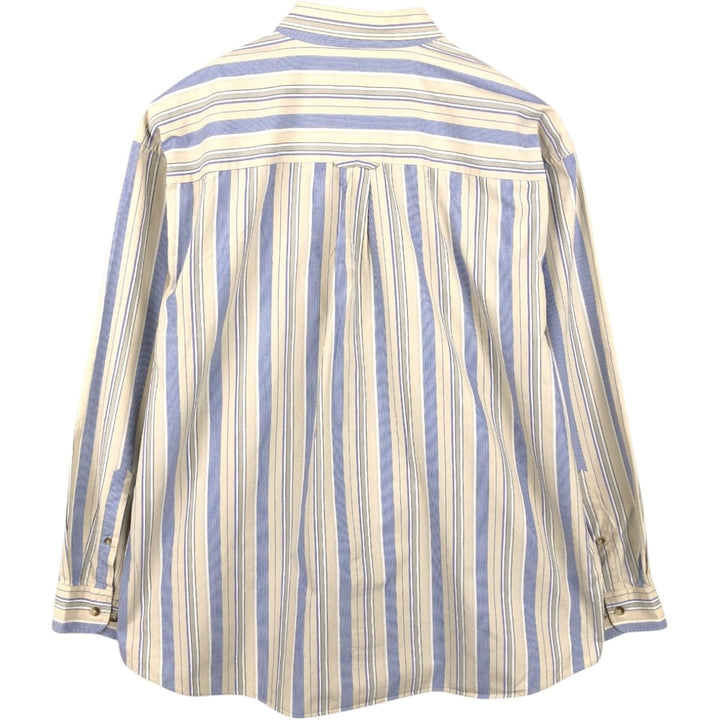 Pendleton Multi-Stripe Long-Sleeve Button-Down Stripe Shirt, Men's Size XXL (approx.) cotton Beige type Vintage Second Hand