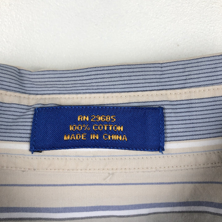 Pendleton Multi-Stripe Long-Sleeve Button-Down Stripe Shirt, Men's Size XXL (approx.) cotton Beige type Vintage Second Hand