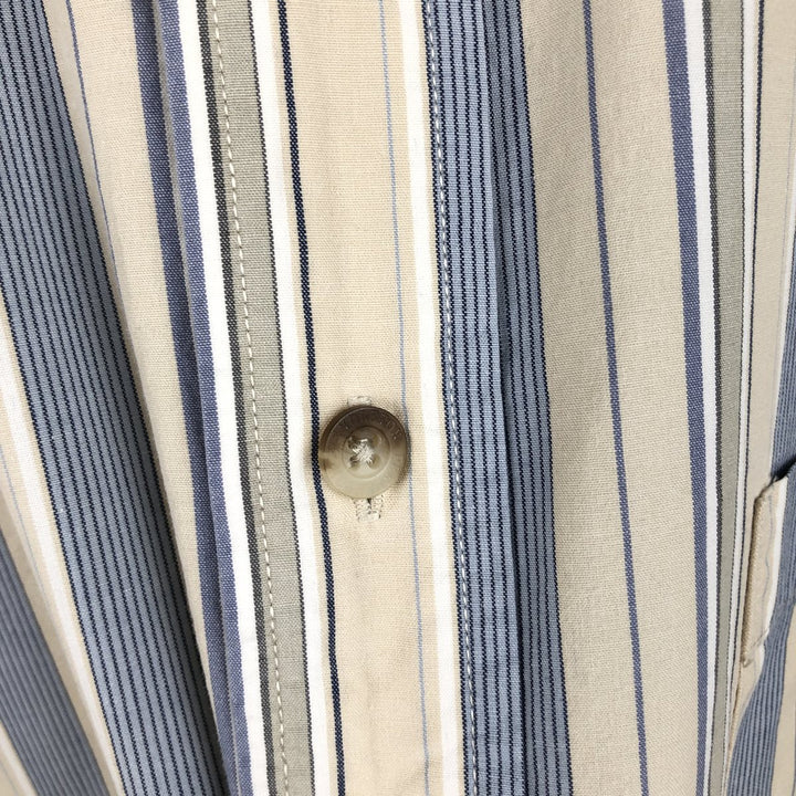 Pendleton Multi-Stripe Long-Sleeve Button-Down Stripe Shirt, Men's Size XXL (approx.) cotton Beige type Vintage Second Hand