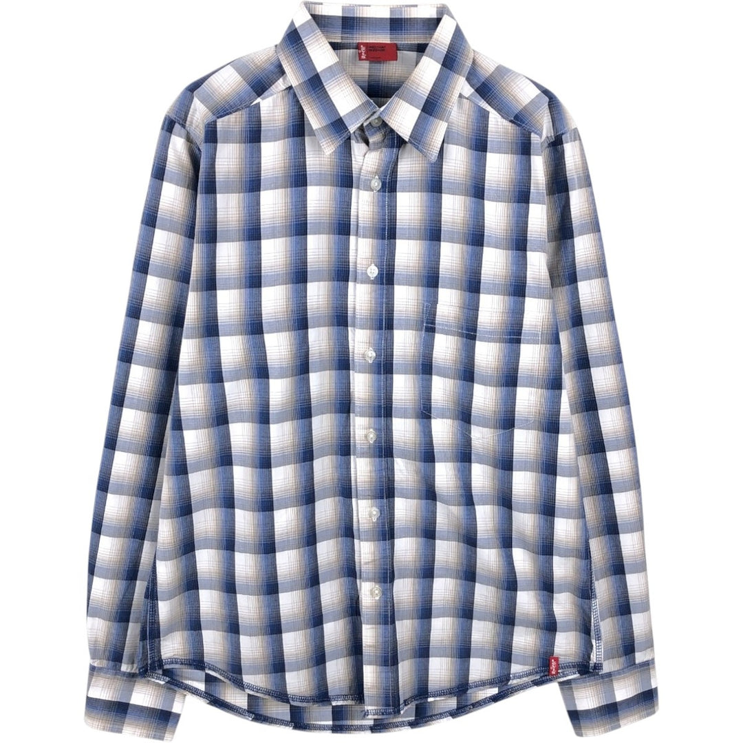 Levi's RED TAB Long-Sleeve Cotton Check Shirt, Men's Size M (approx.) cotton blue type Vintage Second Hand