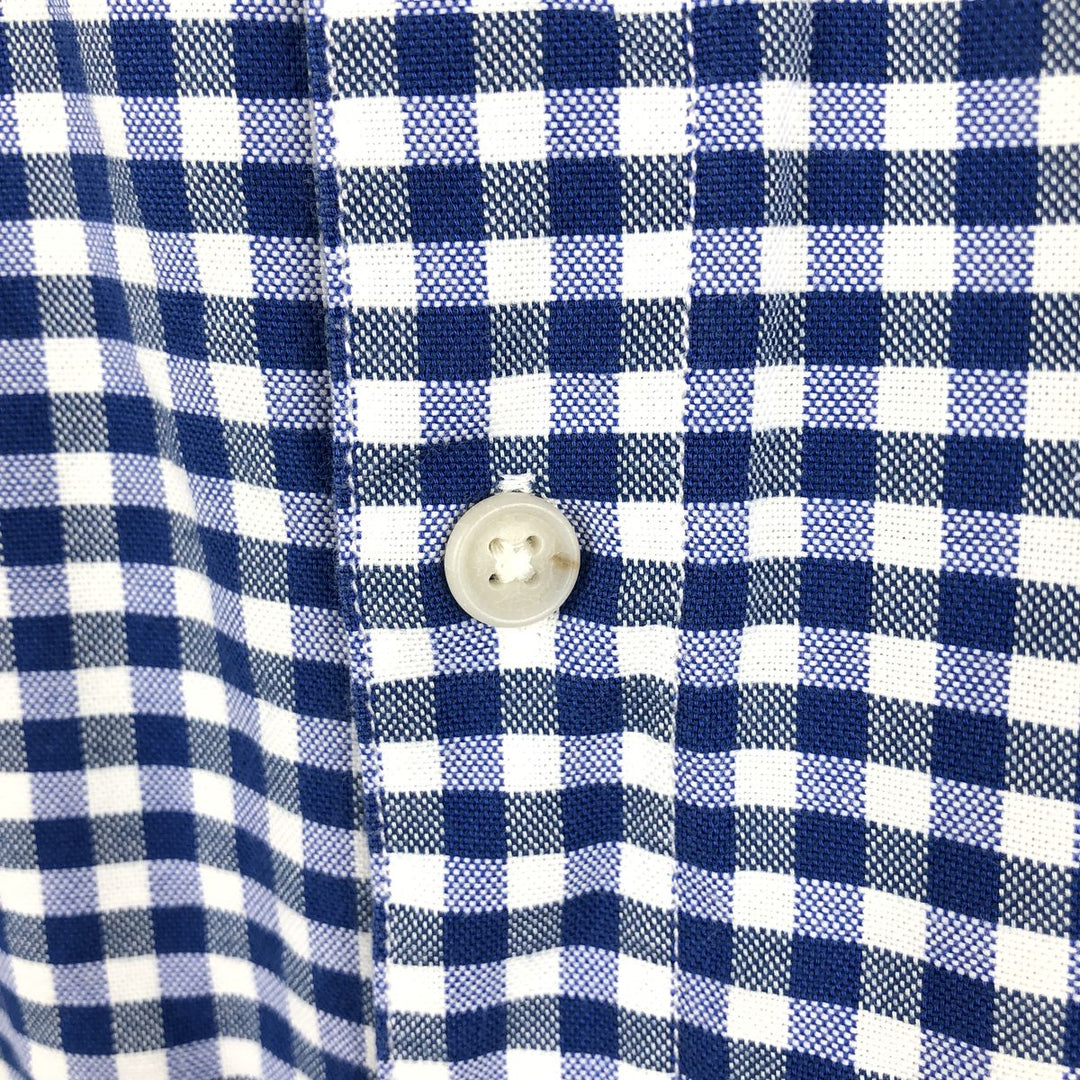 Banana Republic GRANT FIT Gingham Check Long-Sleeve Button-Down Check Shirt (Men's Size L equivalent) cotton blue type Vintage Second Hand