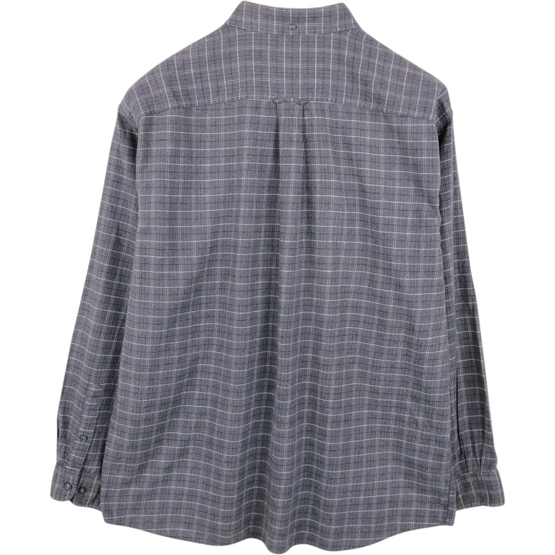 Calvin Klein Jeans Long-Sleeve Button-Down Check Shirt, Men's Size L (approx.) cotton gray type Vintage Second Hand