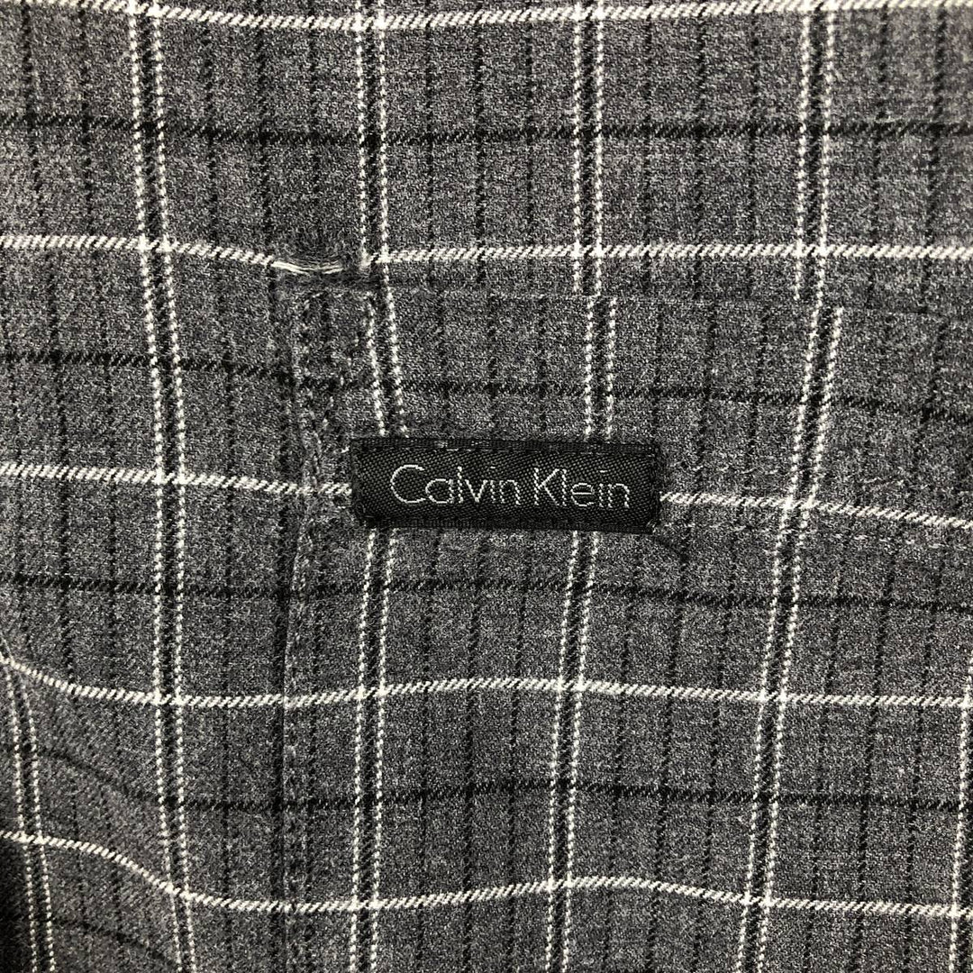 Calvin Klein Jeans Long-Sleeve Button-Down Check Shirt, Men's Size L (approx.) cotton gray type Vintage Second Hand