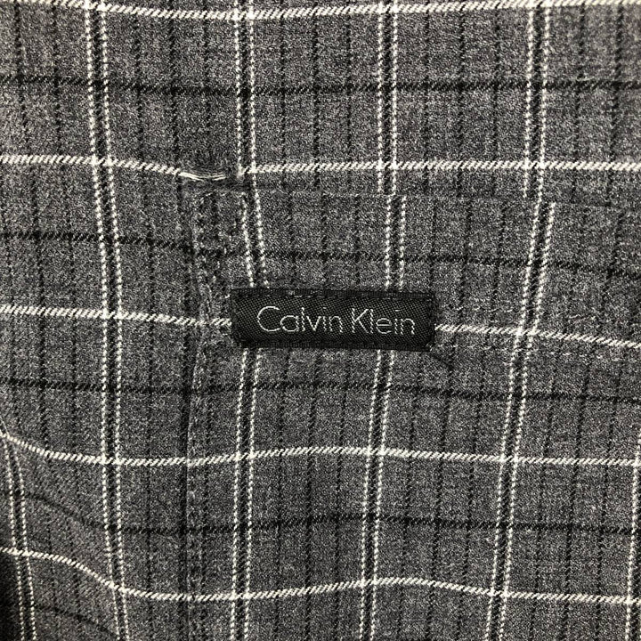 Calvin Klein Jeans Long-Sleeve Button-Down Check Shirt, Men's Size L (approx.) cotton gray type Vintage Second Hand