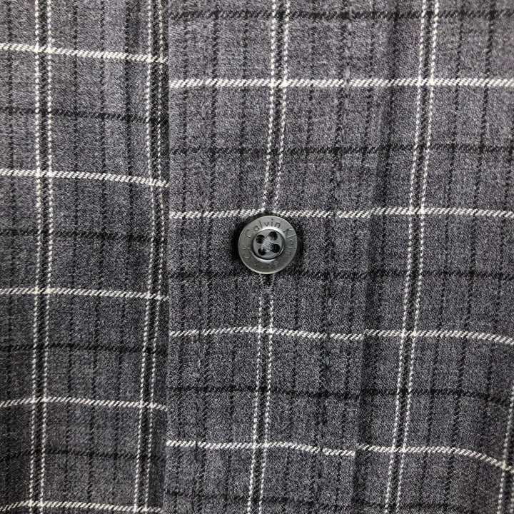 Calvin Klein Jeans Long-Sleeve Button-Down Check Shirt, Men's Size L (approx.) cotton gray type Vintage Second Hand
