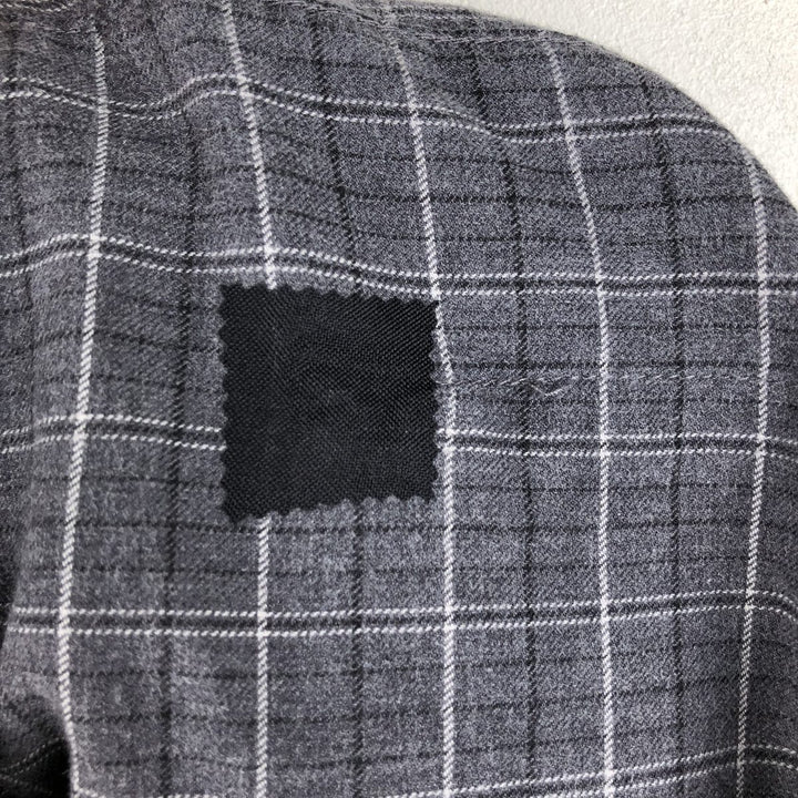 Calvin Klein Jeans Long-Sleeve Button-Down Check Shirt, Men's Size L (approx.) cotton gray type Vintage Second Hand