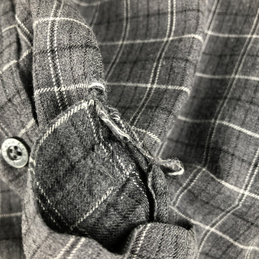 Calvin Klein Jeans Long-Sleeve Button-Down Check Shirt, Men's Size L (approx.) cotton gray type Vintage Second Hand