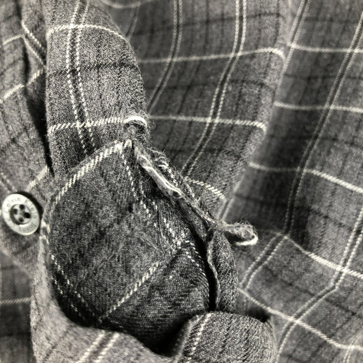 Calvin Klein Jeans Long-Sleeve Button-Down Check Shirt, Men's Size L (approx.) cotton gray type Vintage Second Hand