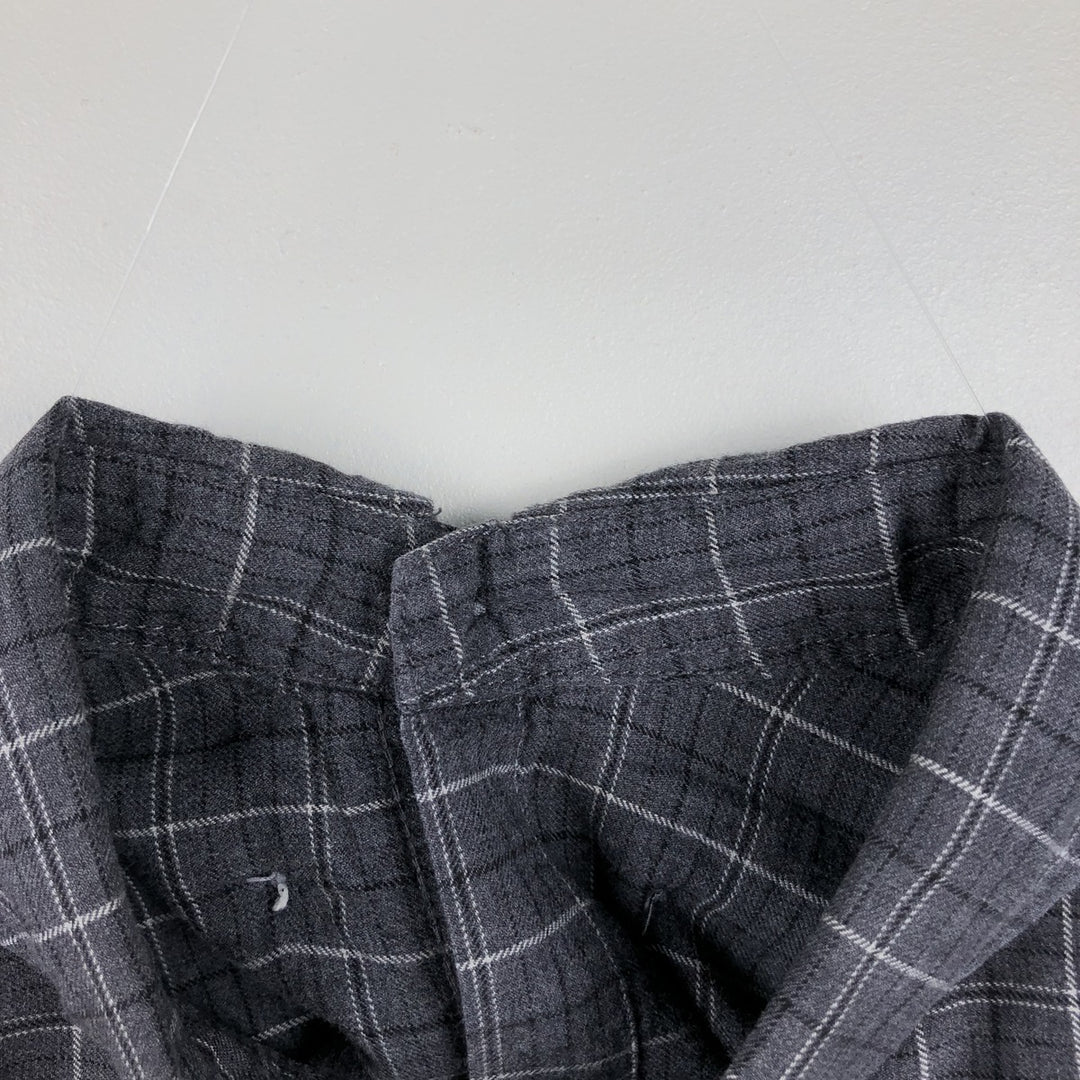 Calvin Klein Jeans Long-Sleeve Button-Down Check Shirt, Men's Size L (approx.) cotton gray type Vintage Second Hand