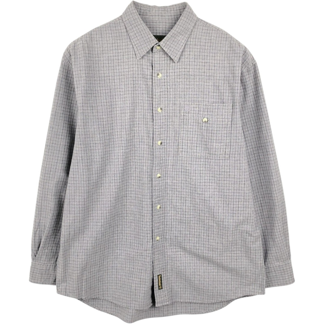 90s-00'S Timberland Long-Sleeve Cotton Check Shirt, Men's Size L (Equivalent), Vintage cotton gray type Vintage Second Hand