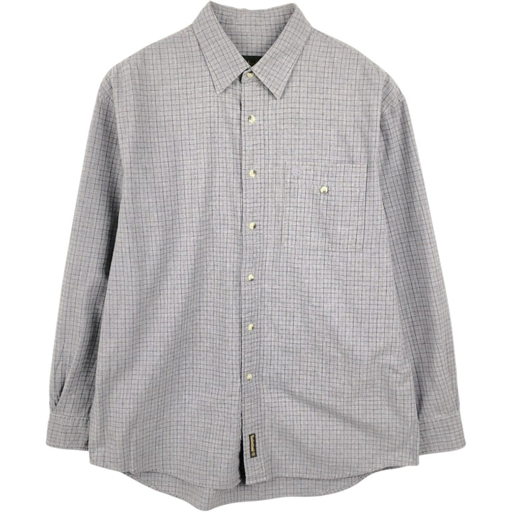 90s-00'S Timberland Long-Sleeve Cotton Check Shirt, Men's Size L (Equivalent), Vintage cotton gray type Vintage Second Hand