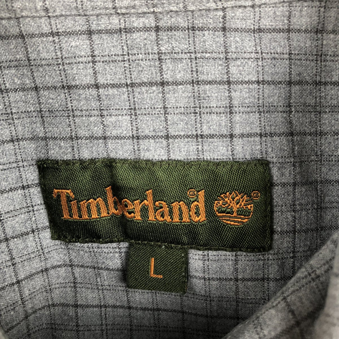90s-00'S Timberland Long-Sleeve Cotton Check Shirt, Men's Size L (Equivalent), Vintage cotton gray type Vintage Second Hand