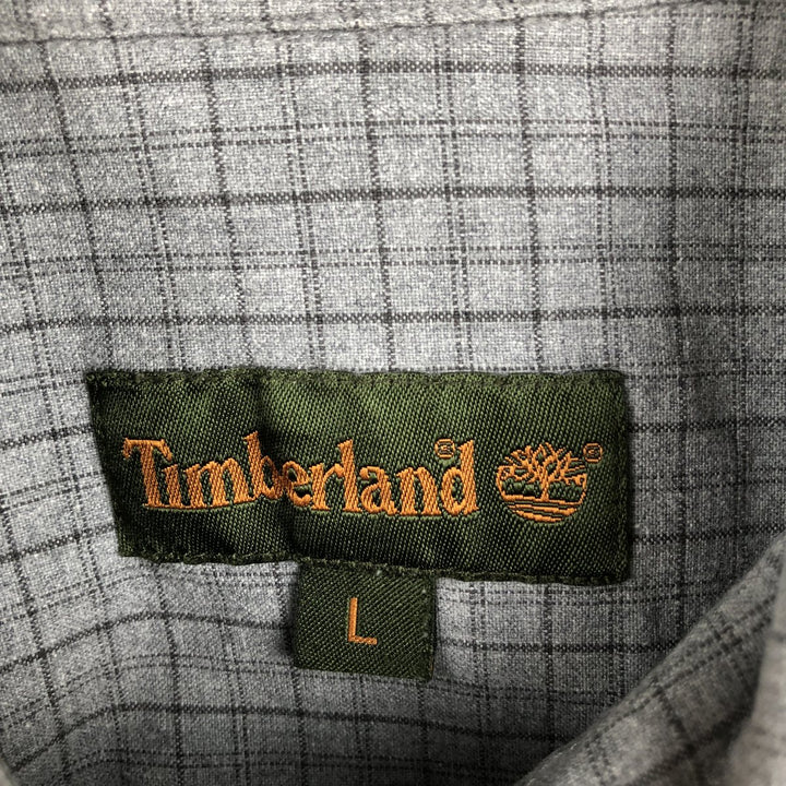 90s-00'S Timberland Long-Sleeve Cotton Check Shirt, Men's Size L (Equivalent), Vintage cotton gray type Vintage Second Hand