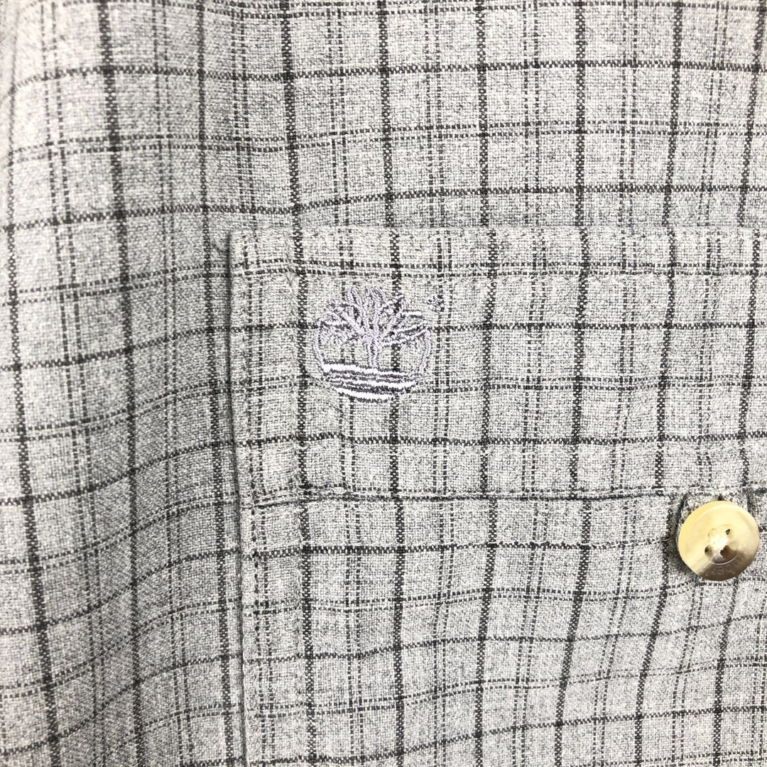 90s-00'S Timberland Long-Sleeve Cotton Check Shirt, Men's Size L (Equivalent), Vintage cotton gray type Vintage Second Hand