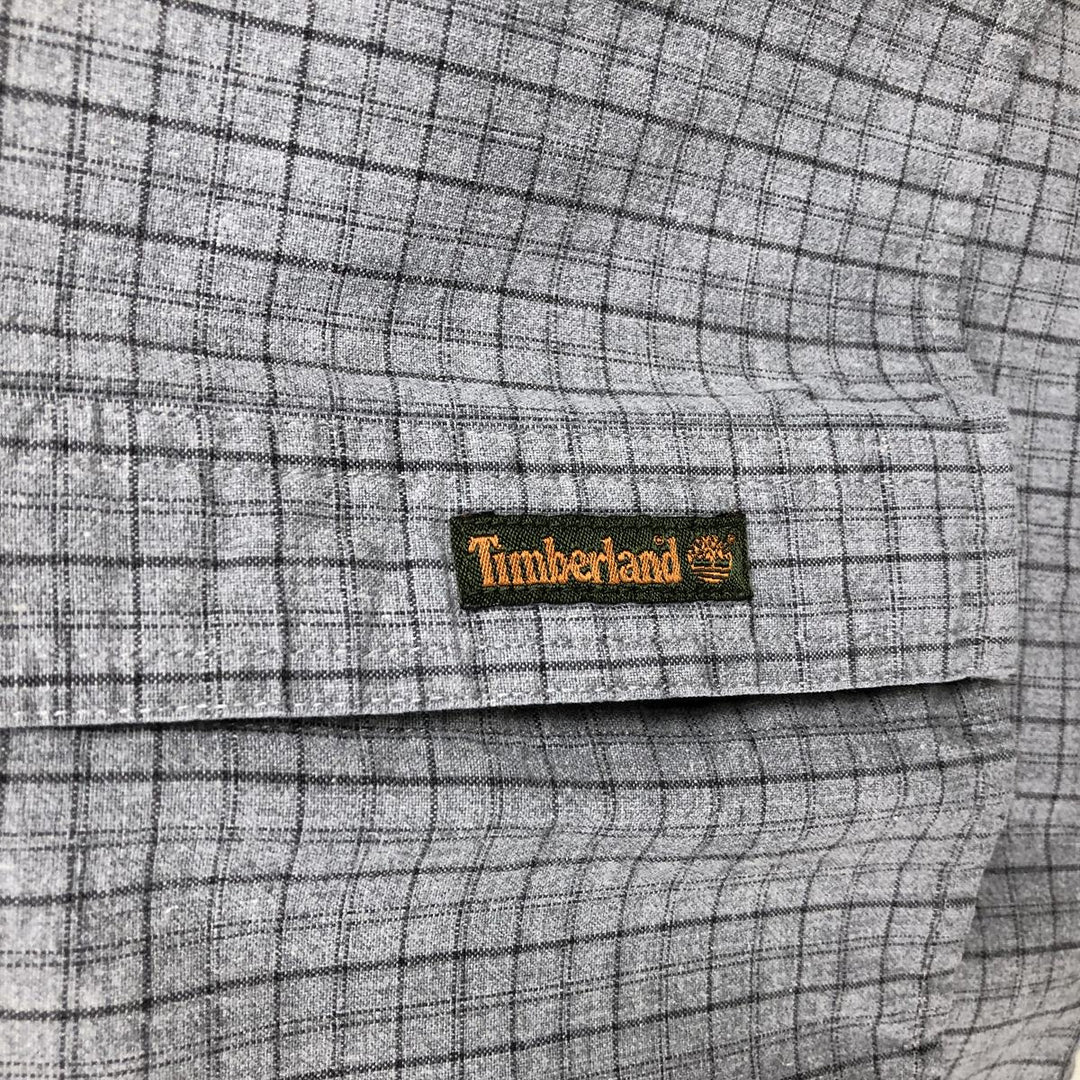 90s-00'S Timberland Long-Sleeve Cotton Check Shirt, Men's Size L (Equivalent), Vintage cotton gray type Vintage Second Hand