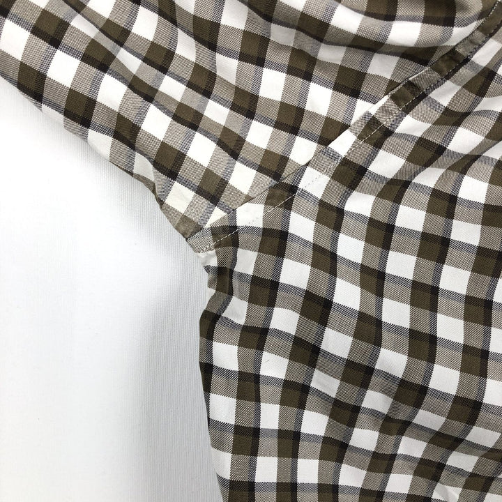 Lacoste Regular Fit Long-Sleeve Button-Down Check Shirt, Men's Size M (approx.) cotton Khaki type Vintage Second Hand