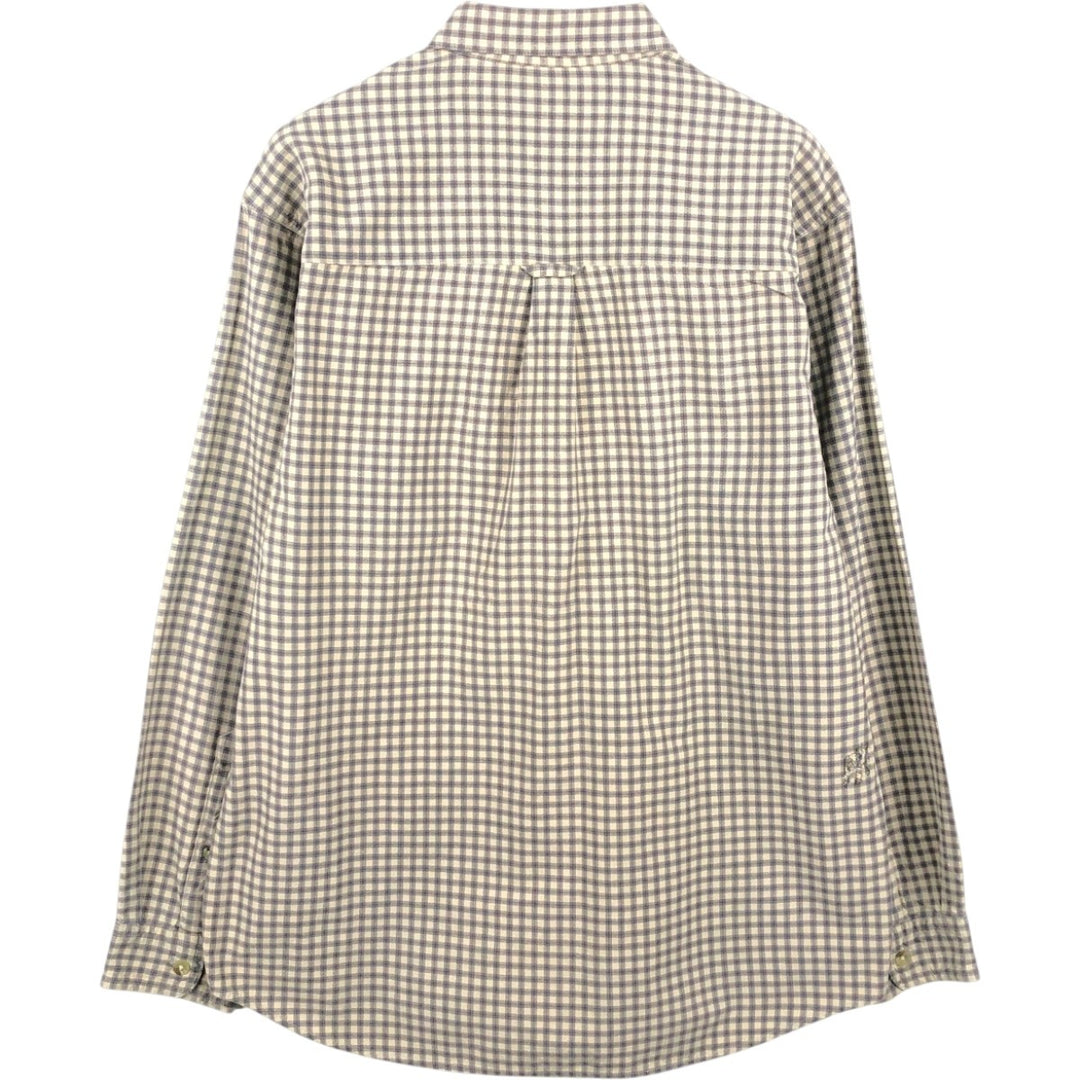 Columbia Long-Sleeve Button-Down Check Shirt, Men's Size M (approx.) cotton Beige type Vintage Second Hand