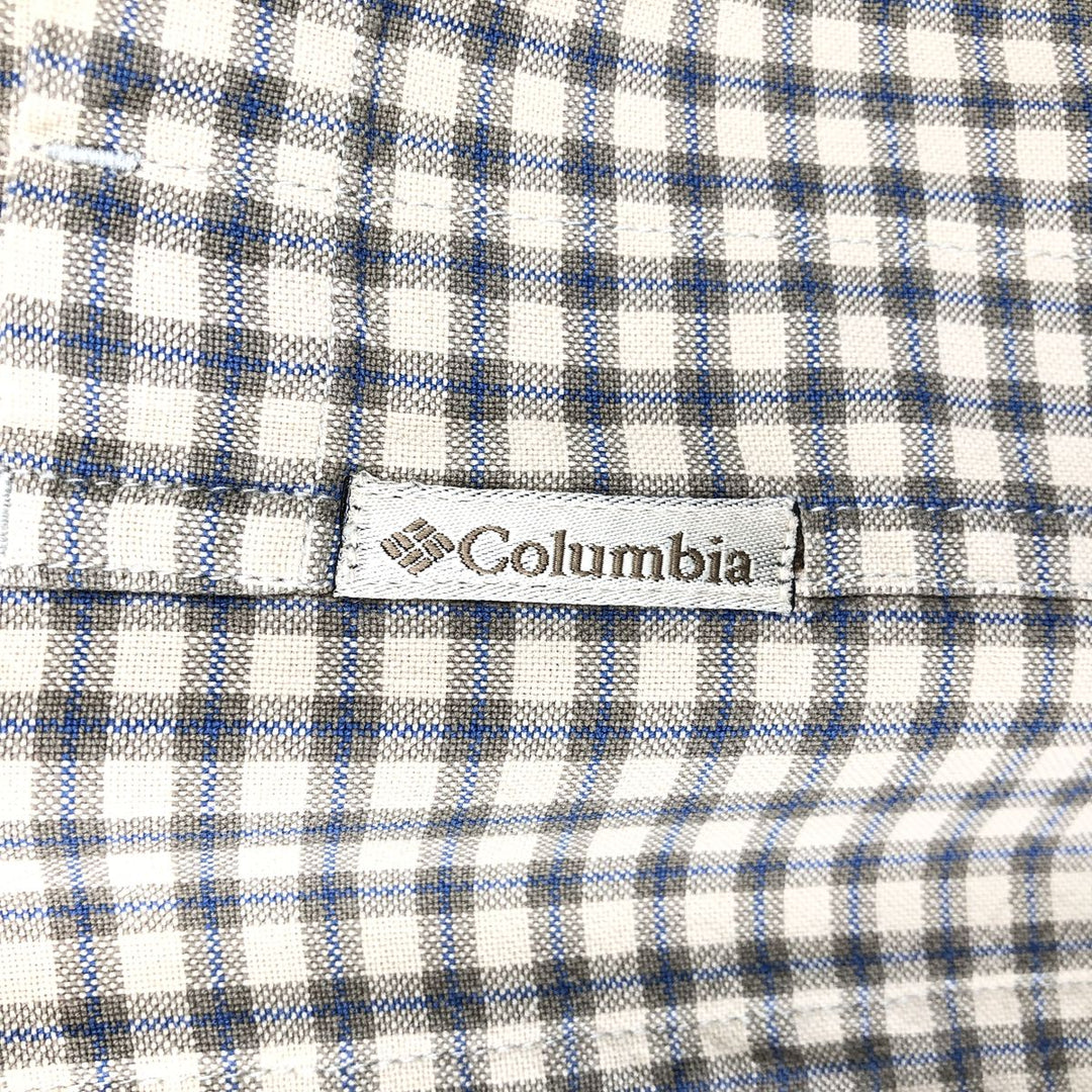 Columbia Long-Sleeve Button-Down Check Shirt, Men's Size M (approx.) cotton Beige type Vintage Second Hand