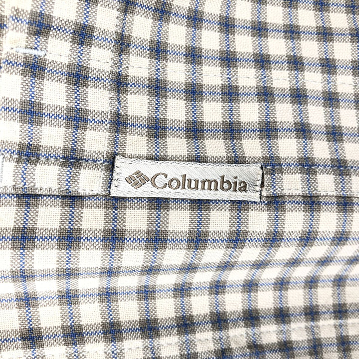 Columbia Long-Sleeve Button-Down Check Shirt, Men's Size M (approx.) cotton Beige type Vintage Second Hand