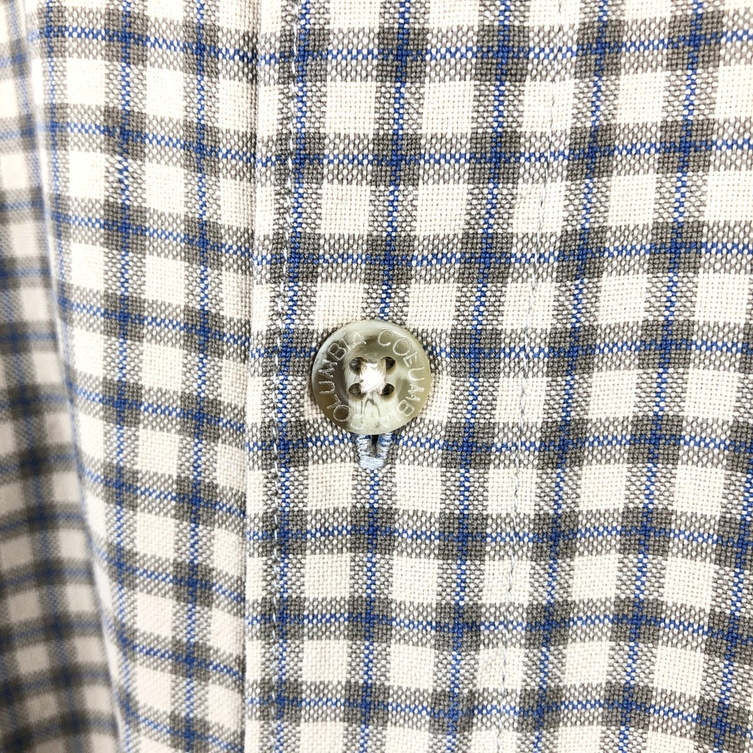 Columbia Long-Sleeve Button-Down Check Shirt, Men's Size M (approx.) cotton Beige type Vintage Second Hand