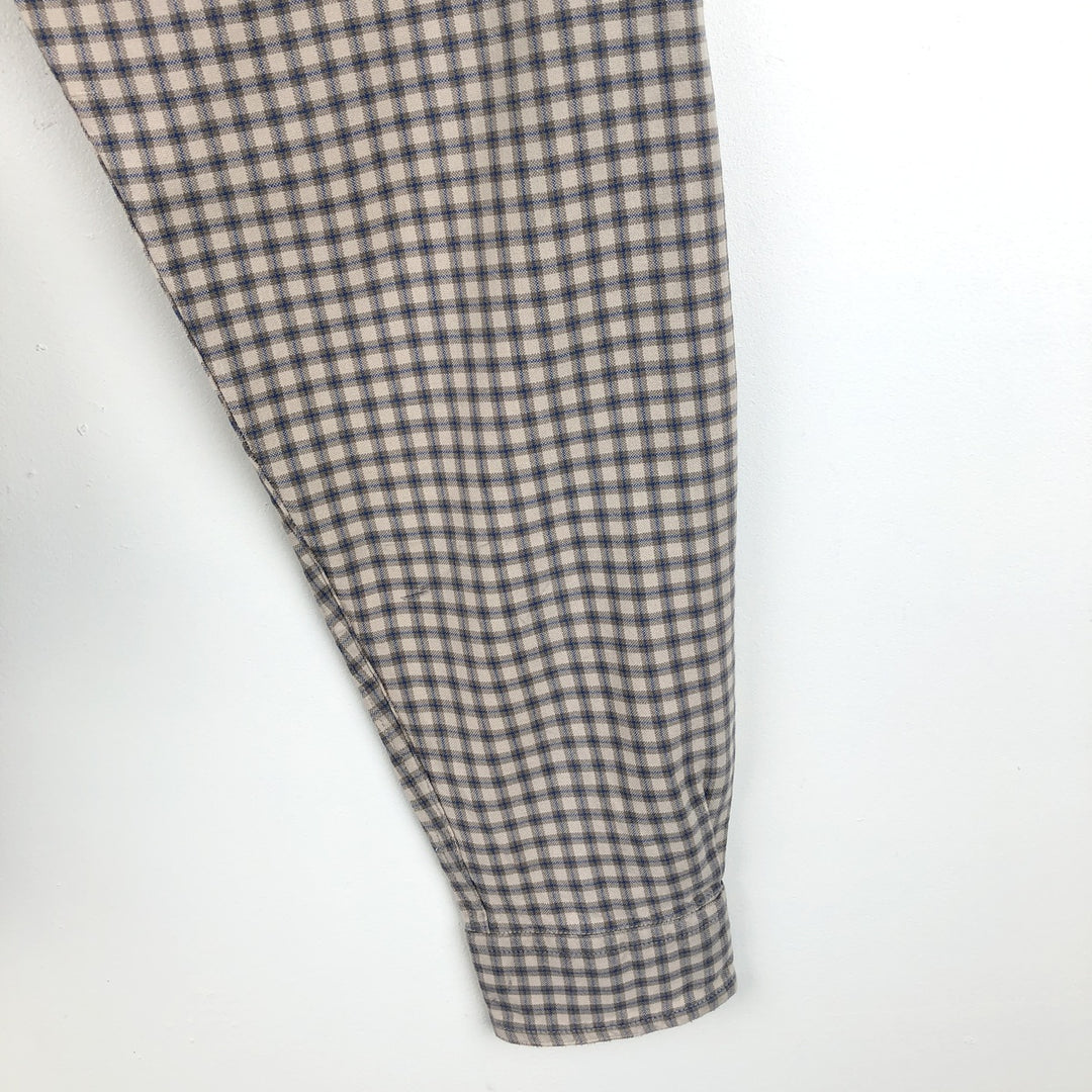 Columbia Long-Sleeve Button-Down Check Shirt, Men's Size M (approx.) cotton Beige type Vintage Second Hand