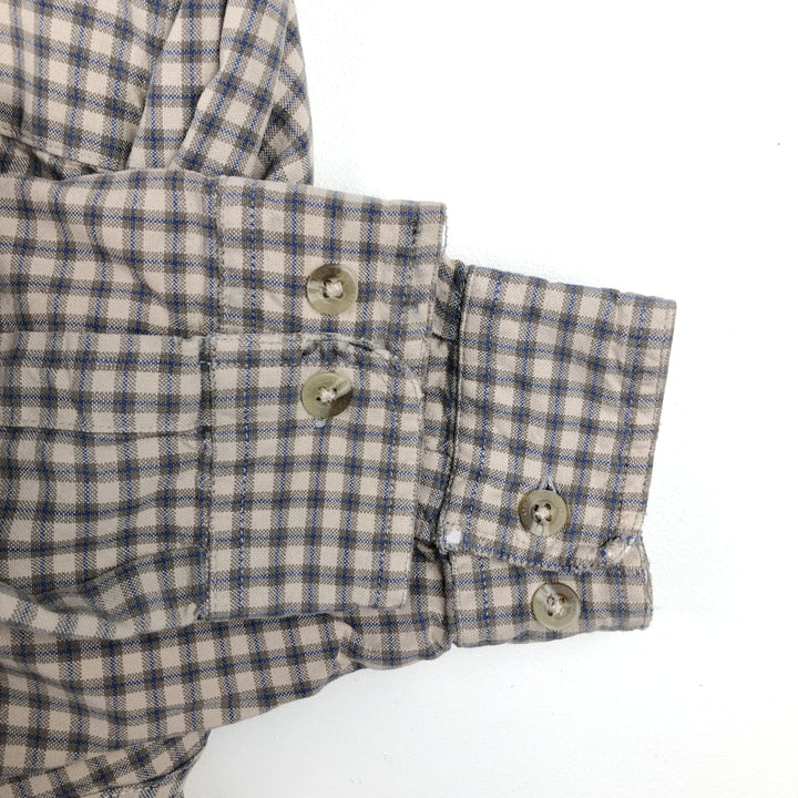 Columbia Long-Sleeve Button-Down Check Shirt, Men's Size M (approx.) cotton Beige type Vintage Second Hand
