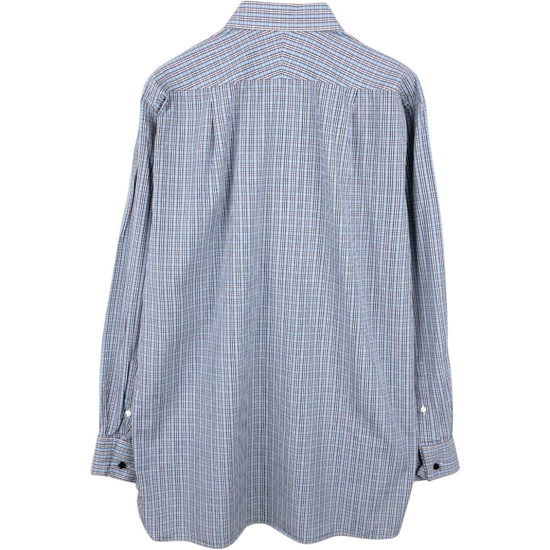 Aquascutum Classic Fit Wide Collar Long Sleeve Cotton Check Shirt, Men's Size L (approx.) cotton Blue type light blue Vintage Second Hand